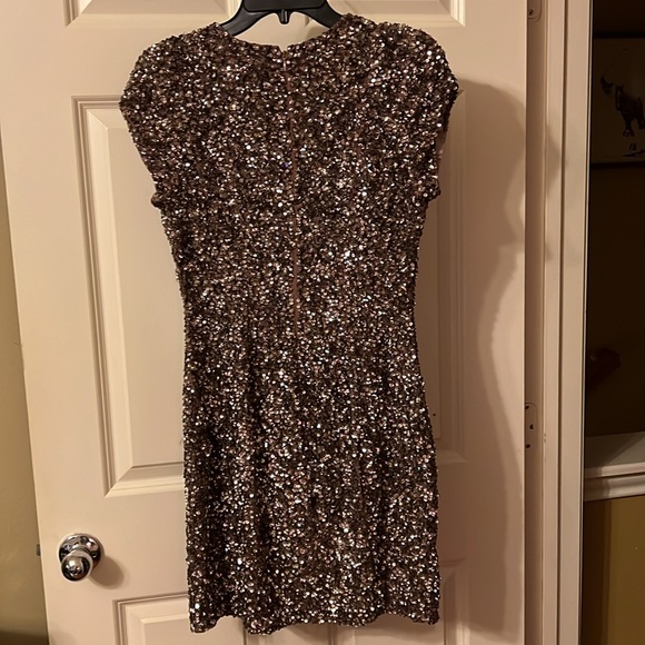 PARKER Sequined Rose Gold Short Cocktail Dress  (Sz 4) - Picture 3 of 4